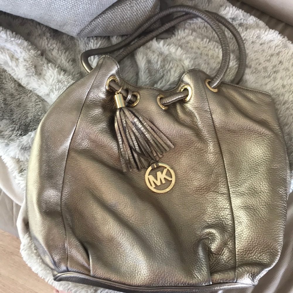 Metallic Michael by Michael Kors leather tote